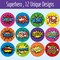 1000PCS Superhero Incentive Stickers, 12 Unique Designs per Roll, Classwork Award Stickers for Teacher Motivational Classroom Reward Gifts Encourage Kids to Do Chores Go to The Toilet (1 Inch Each)